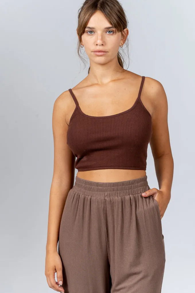Silk & Salt ped cami - brown^ Tops