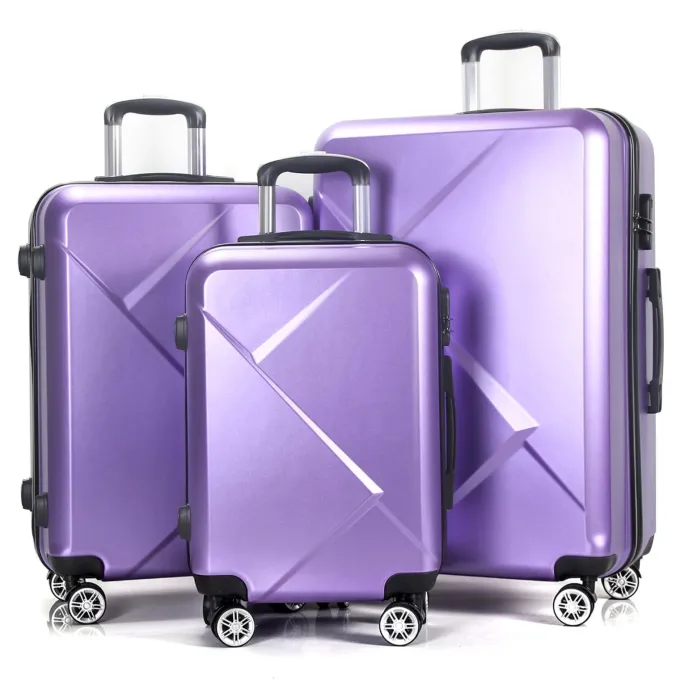 Silk & Salt 3 Piece LuggaSets with Hardside Expandable Spinner Wheel (20/24/28) Purple^ Hard Side Luggage