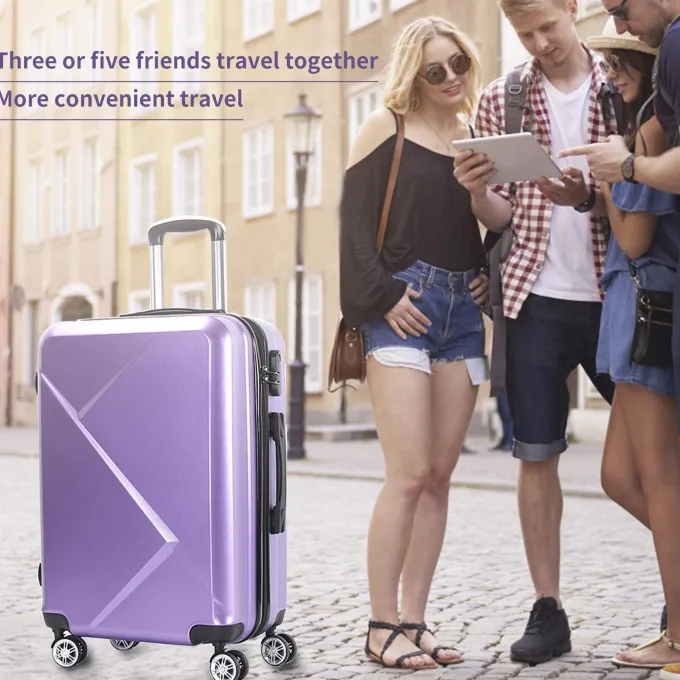 Silk & Salt 3 Piece LuggaSets with Hardside Expandable Spinner Wheel (20/24/28) Purple^ Hard Side Luggage