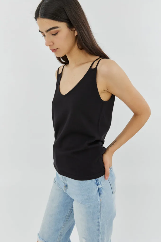 Silk & Salt palermo top - black^ Knitwear