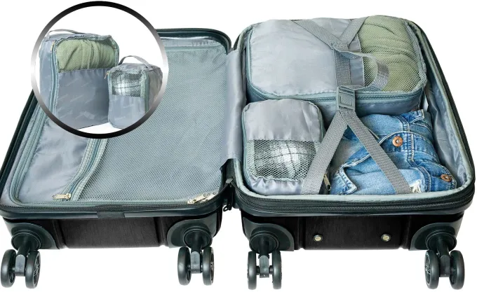 Silk & Salt NONSTOP YORK LuggaExpandable Spinner Wheels hard side shell Travel Suitcase Set 3 Piece Lightweight TSA Lock Double USB Port + 2 paccubes^ Carry On Luggage