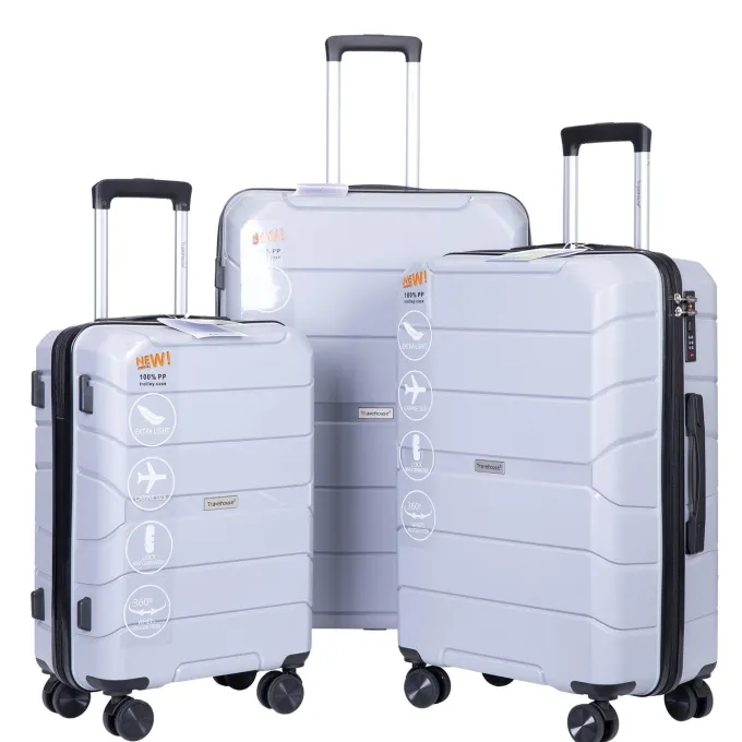 Silk & Salt Lugga3 Piece Set Suitcase Spinner Hardshell Lightweight TSA Lock Durable Suitcase Sets with Double Spinner Wheels (20in/24in/28in) S9348^ Hard Side Luggage