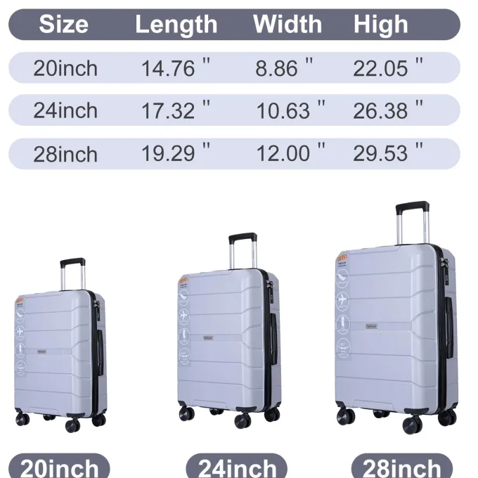 Silk & Salt Lugga3 Piece Set Suitcase Spinner Hardshell Lightweight TSA Lock Durable Suitcase Sets with Double Spinner Wheels (20in/24in/28in) S9348^ Hard Side Luggage