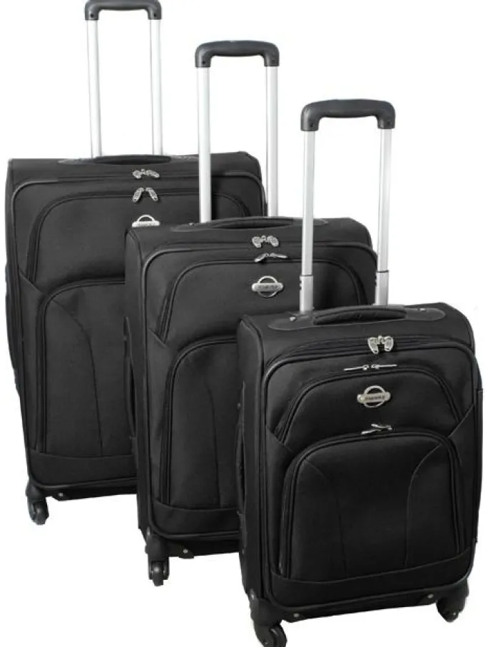 Silk & Salt Transworld 3-piece Expandable 360 Degree Spinner Upright LuggaSet - Black^ Luggage Sets