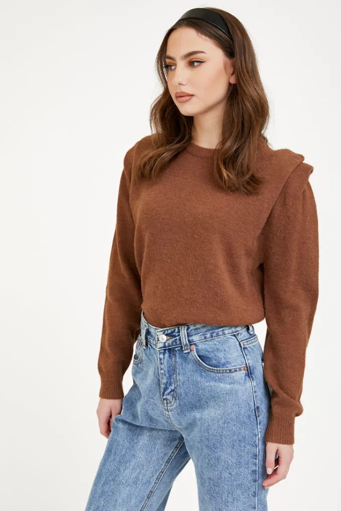 Silk & Salt flown top - brown^ Knitwear
