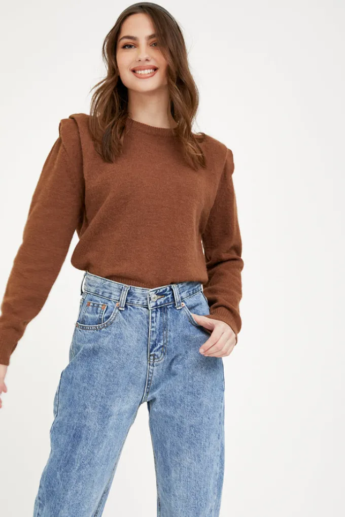 Silk & Salt flown top - brown^ Knitwear