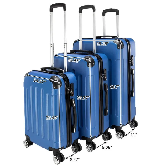 Silk & Salt UBesGoo 3Pcs Lugga 20/24/28 Travel Set TSA Lock ABS Trolley Carry on Suitcase^ Hard Side Luggage
