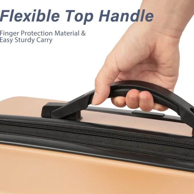 Silk & Salt Hommoo Expandable Hardside Luggawith TSA Lock 3-Piece Set (20 /24 /28) Gold^ Checked Luggage