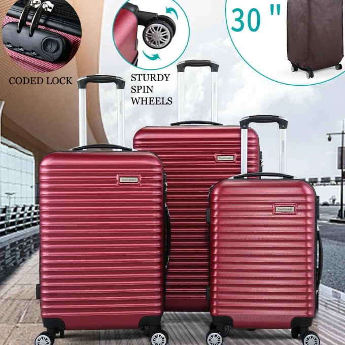 Silk & Salt Topcobe 3Pcs Traveling LuggaSet Portable LarCapacity LuggaBags for Travel Rolling Traveling StoraSuitcase with Wheels 20+24+28^ Hard Side Luggage|Luggage Sets
