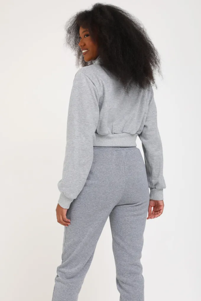 Silk & Salt zip high neck sweatshirt - grey^ Hoodies & Sweatshirts