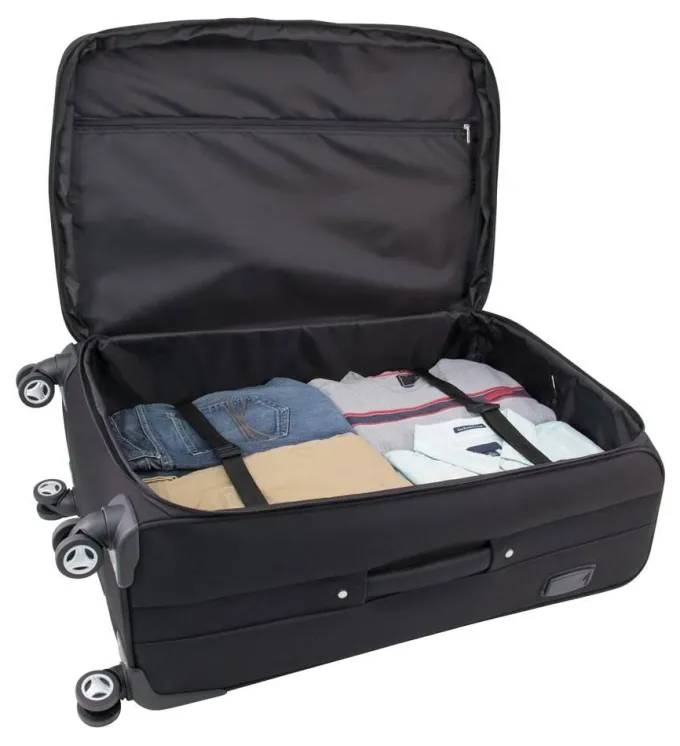 Silk & Salt 30.25 in. Polyester Upright Spinner Suitcase in Black^ Checked Luggage