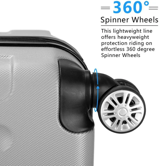 Silk & Salt Zimtown 3 Piece Nested Spinner Suitcase LuggaSet With TSA Lock Gray^ Carry On Luggage