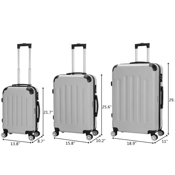 Silk & Salt Zimtown 3 Piece Nested Spinner Suitcase LuggaSet With TSA Lock Gray^ Carry On Luggage